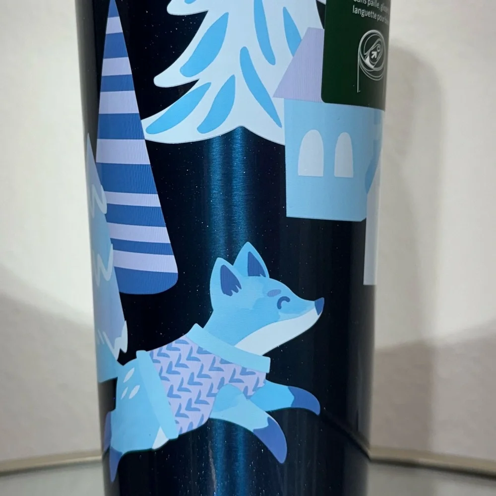 New Starbucks Blue Fox Straw Topper Stainless Steel Tumbler - Picture 2 of 5